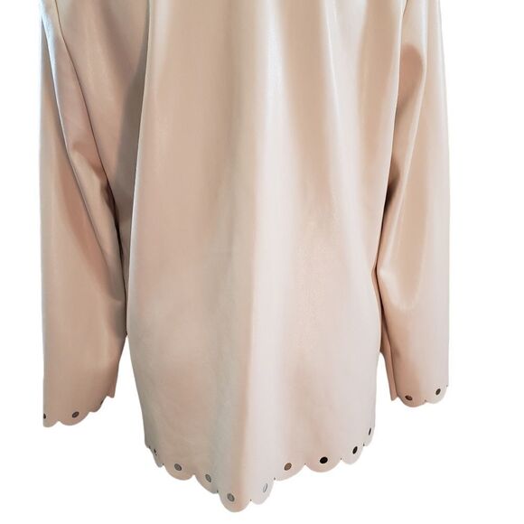 Marc New York Faux Leather Laser Cut LS Button Down Top SMALL - Picture 6 of 15